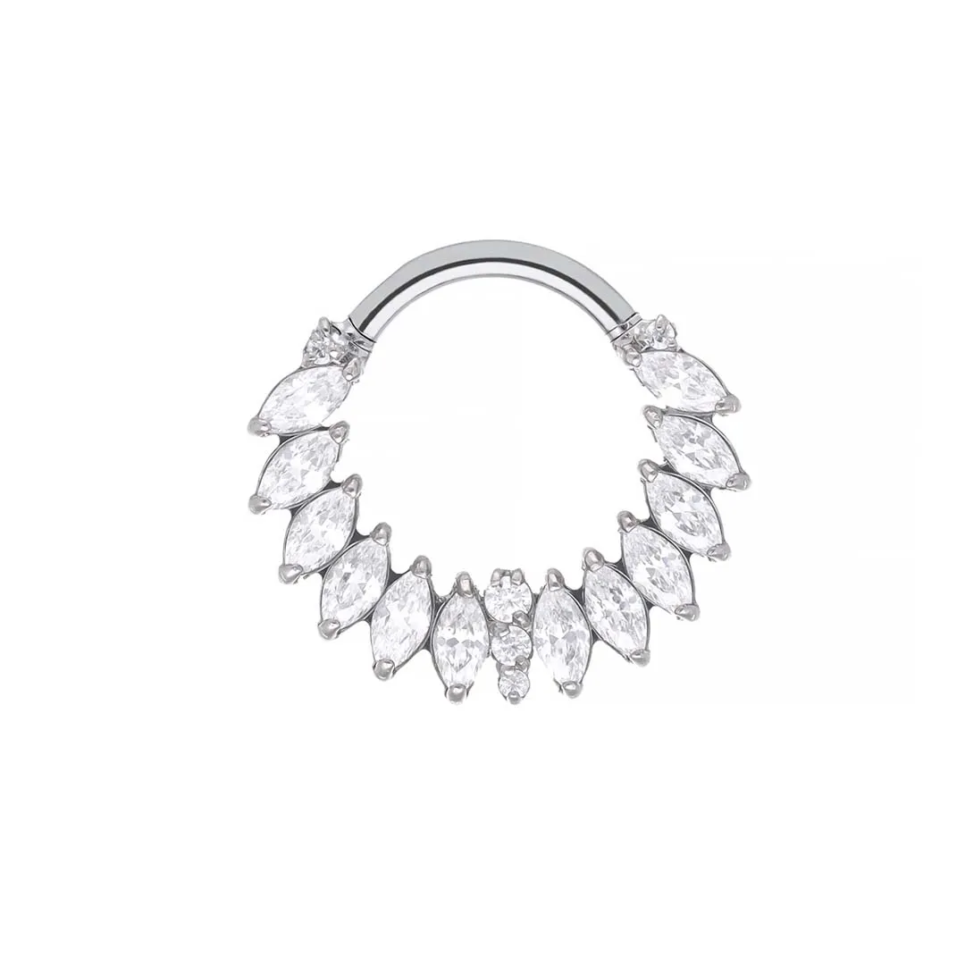 Valerie Moissanite White clicker ring in titanium