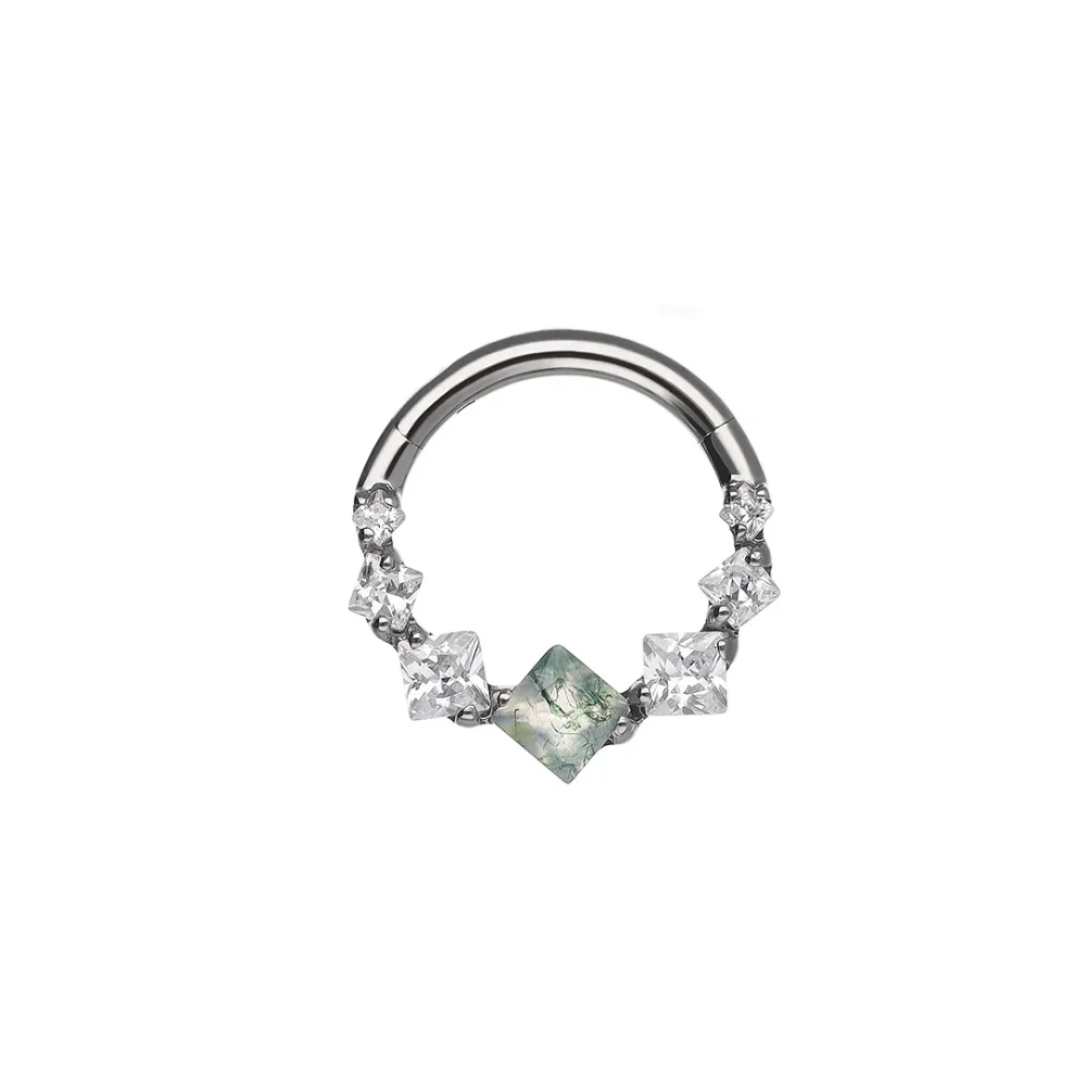Selina Central Moss Agate Clicker Ring