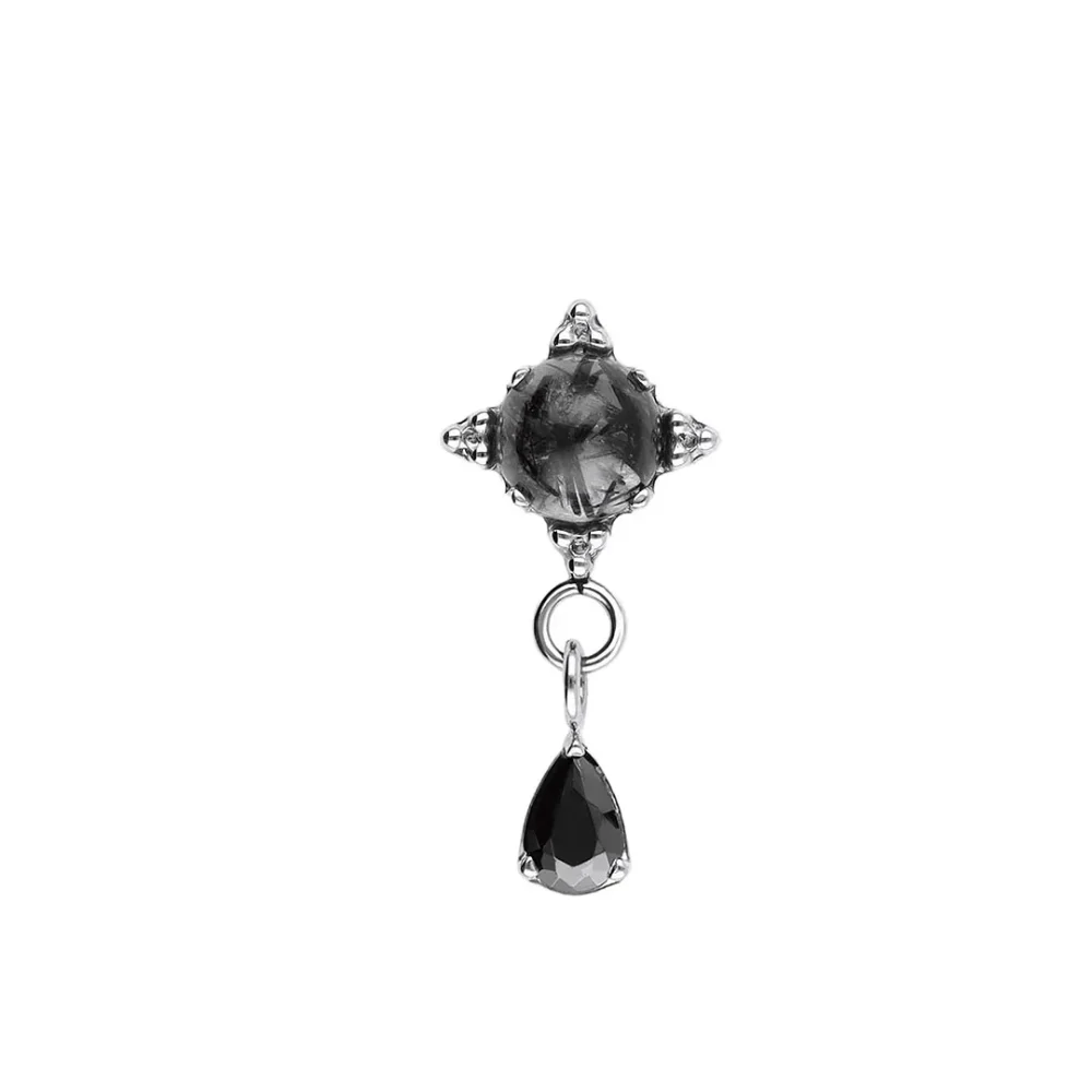 Emily Tourmalated Quartz & Black CZ Piercing-lobe piercings